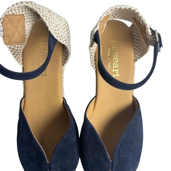 Paseart Women's Espadrille Wedge Sandals Blue Suede Size 38 Summer Casual - Picture 12 of 13